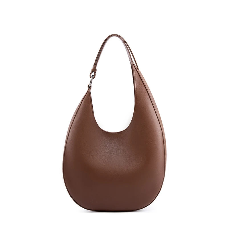 Hifashion Trendy Genuine Leather Crescent Underarm Shoulder Bags For Women 2025 Luxury Designer Hobos Half Moon Tote Handbags