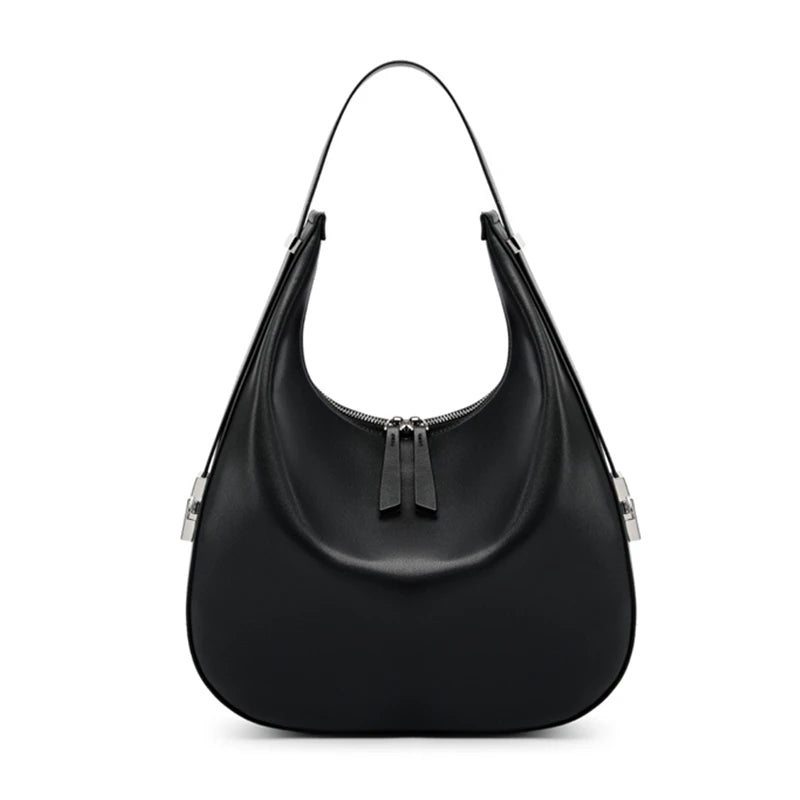 Hifashion Elegant Cow Genuine Leather Large Crescent Shoulder Bags For Women 2025 Trend Designer Hobo Tote Work Ladies Handbags