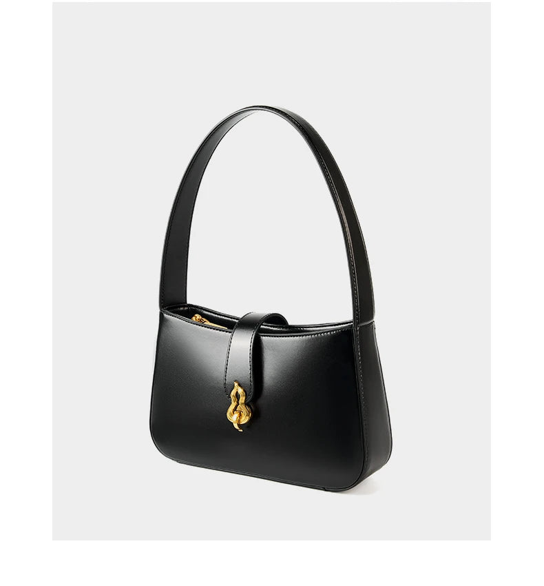 Hifashion Cowhide Genuine Leather Underarm Shoulder Bags For Women 2025 Luxury Designer Half Moon Purse Crescent Ladies Handbags
