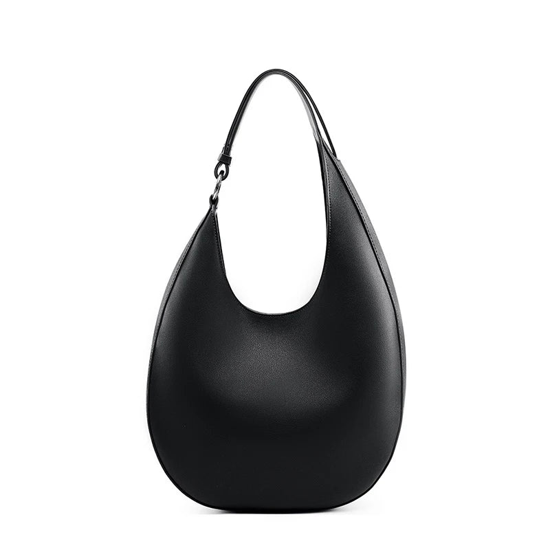 Hifashion Trendy Genuine Leather Crescent Underarm Shoulder Bags For Women 2025 Luxury Designer Hobos Half Moon Tote Handbags