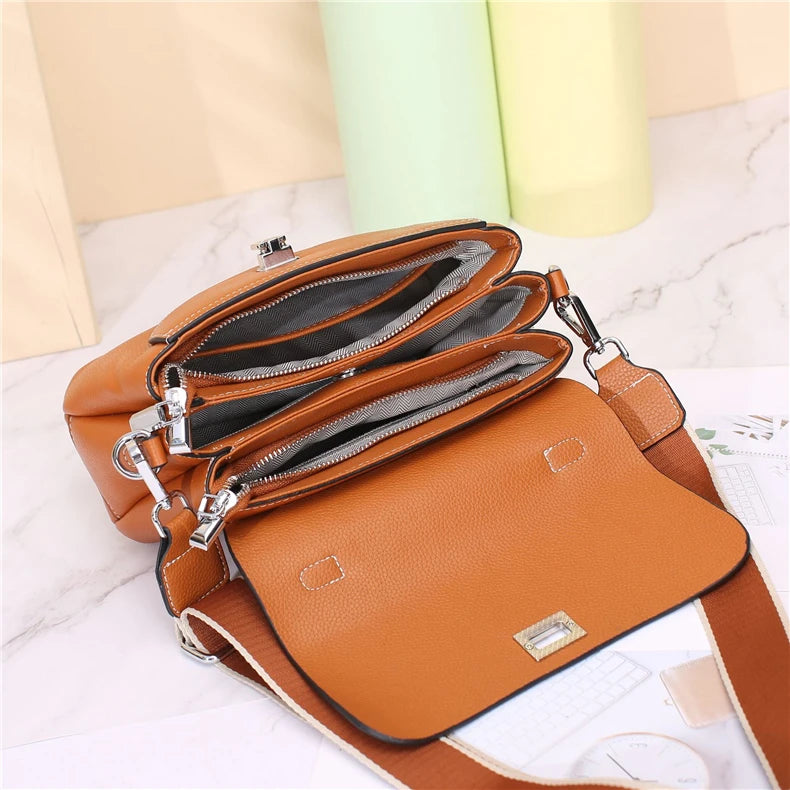 Hifashion 3 Layers Genuine Genuine Leather Shoulder Bags For Women 2025 Trend Designer Flap Crossbody Purse Work Ladies Handbags