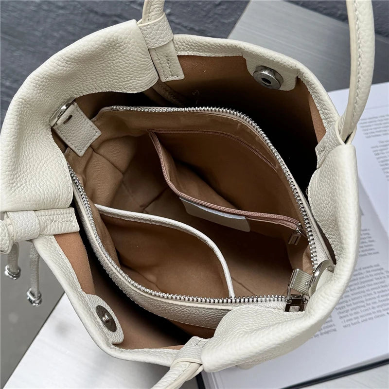 Hifashion Stylish Genuine Leather Tote Shoulder Bags For Women 2025 Trend Designer Basket Shopper Work Crossbody Ladies Handbags