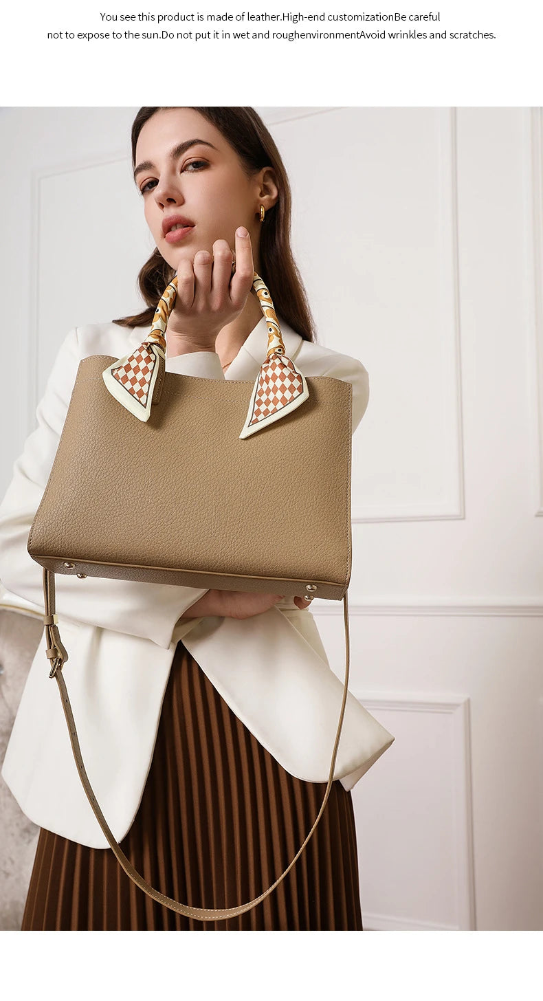 Hifashion Cowhide Genuine Leather Shoulder Bags For Women 2025 Trend Designer Top Handle Commuting Tote Ladies Crossbody Bags