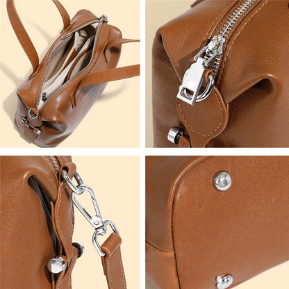 Hifashion Vintage Cow Genuine Leather Pillow Tote Handbags For Women 2025 Trend Designer Boston Ladies Shoulder Crossbody Bags