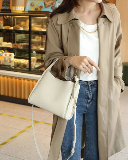 Hifashion Vintage Cow Genuine Leather Bucket Tote Shoulder Bags For Women 2025 Luxury Designer Shopper Crossbody Ladies Handbags