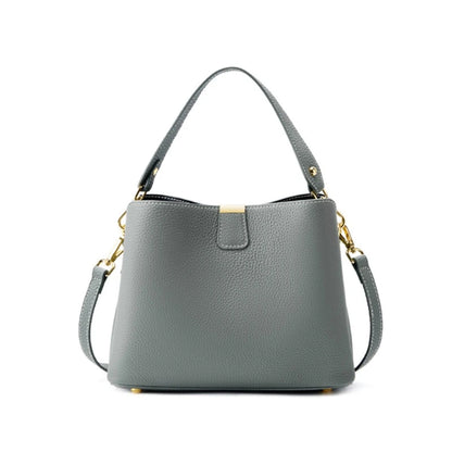 Hifashion 100% Cow Genuine Leather Bucket Shoulder Crossbody Bags For Women 2025 Luxury Designer Wide Strap Tote Ladies Handbags