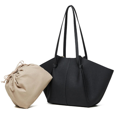 Hifashion Cowhide Genuine Leather Large Tote Shoulder Bags For Women 2025 Trend Designer Trapeze Purses Underarm Ladies Handbags