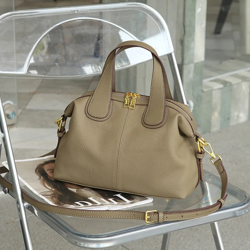 Hifashion 100% Cowhide Genuine Leather Handbags For Women 2025 Trend Designer Wide Strap Pillow Ladies Shoulder Crossbody Bags