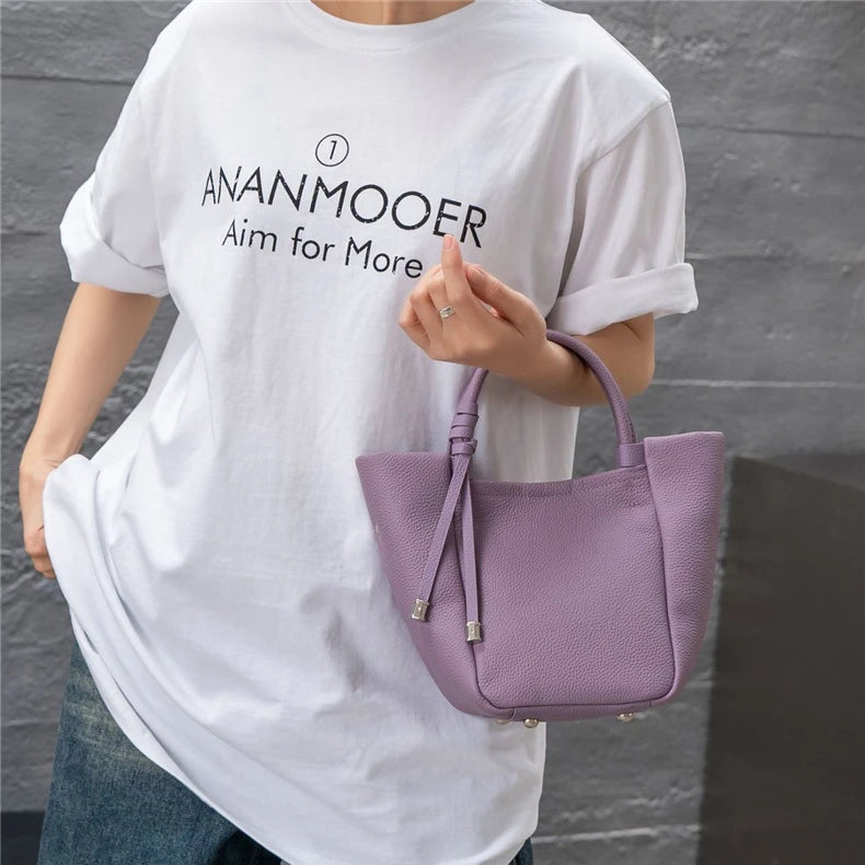 Hifashion Stylish Genuine Leather Tote Shoulder Bags For Women 2025 Trend Designer Basket Shopper Work Crossbody Ladies Handbags