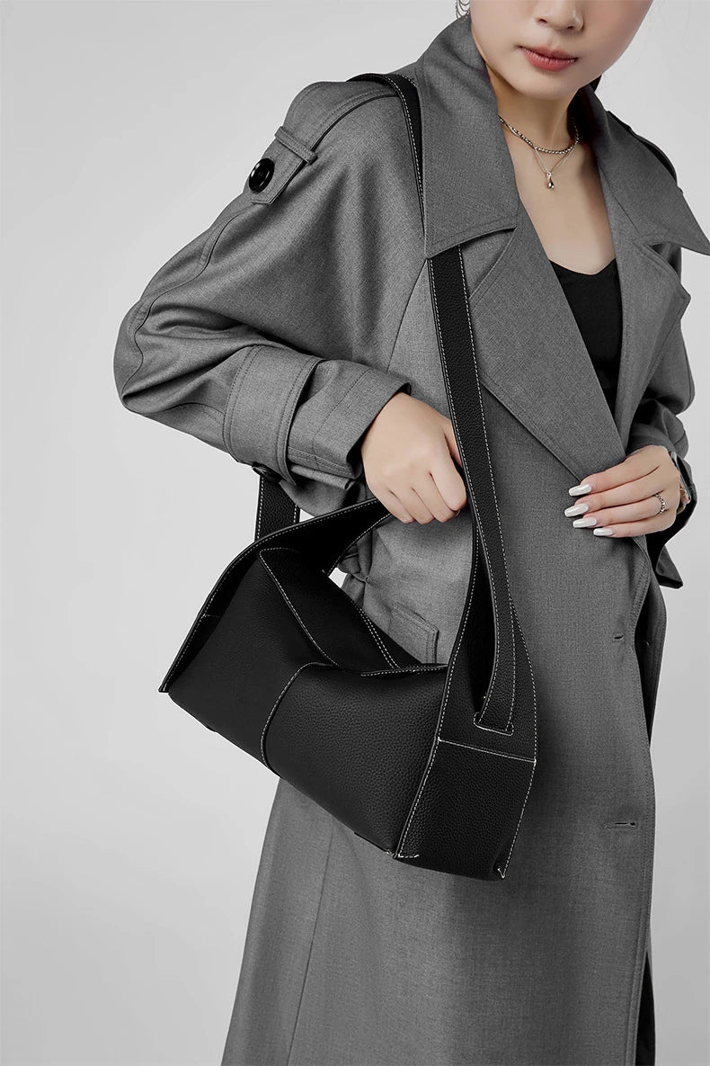 Hifashion Cowhide Genuine Leather Underarm Shoulder Bags For Women 2025 Luxury Designer Top Handle Satchel Tote Ladies Handbags