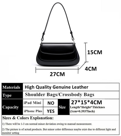 Hifashion Luxury Genuine Leather Underarm Shoulder Bags For Women 2025 Trend Designer Crossbody Purses  Saddle Ladies Handbags