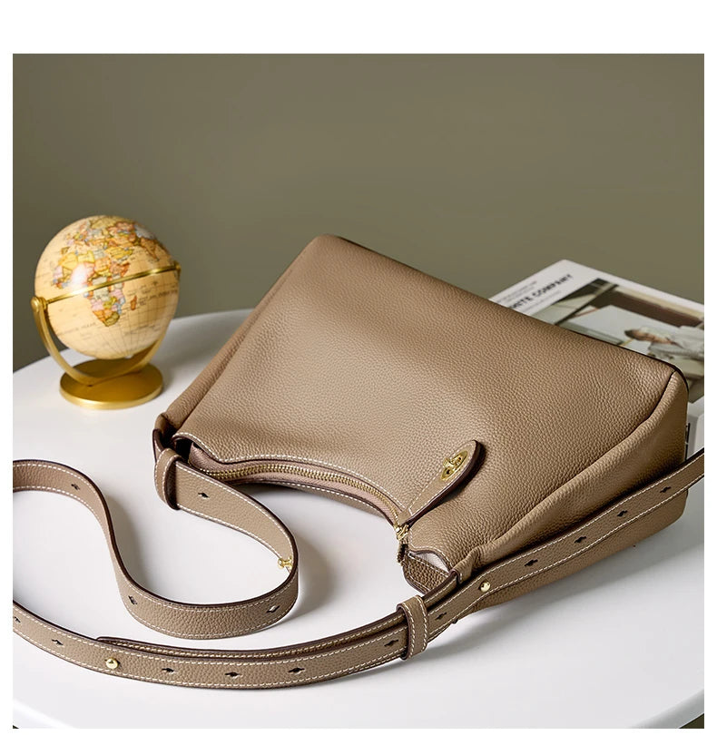 Hifashion 100% Genuine Leather Crescent Shoulder Crossbody Bags For Women 2025 Luxury Designer Top Handle Purses Ladies Handbags