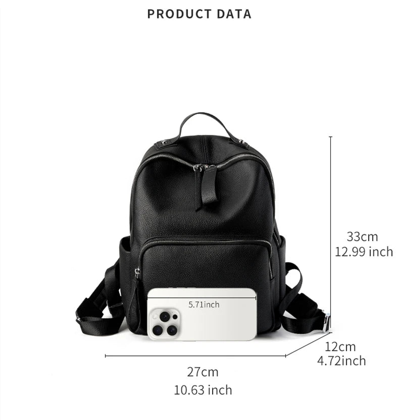 Hifashion 100% Cowhide Genuine Leather Backpack For Women 2025 Trend Designer Soft Travel Work Daypack Teenage Girls School Bags