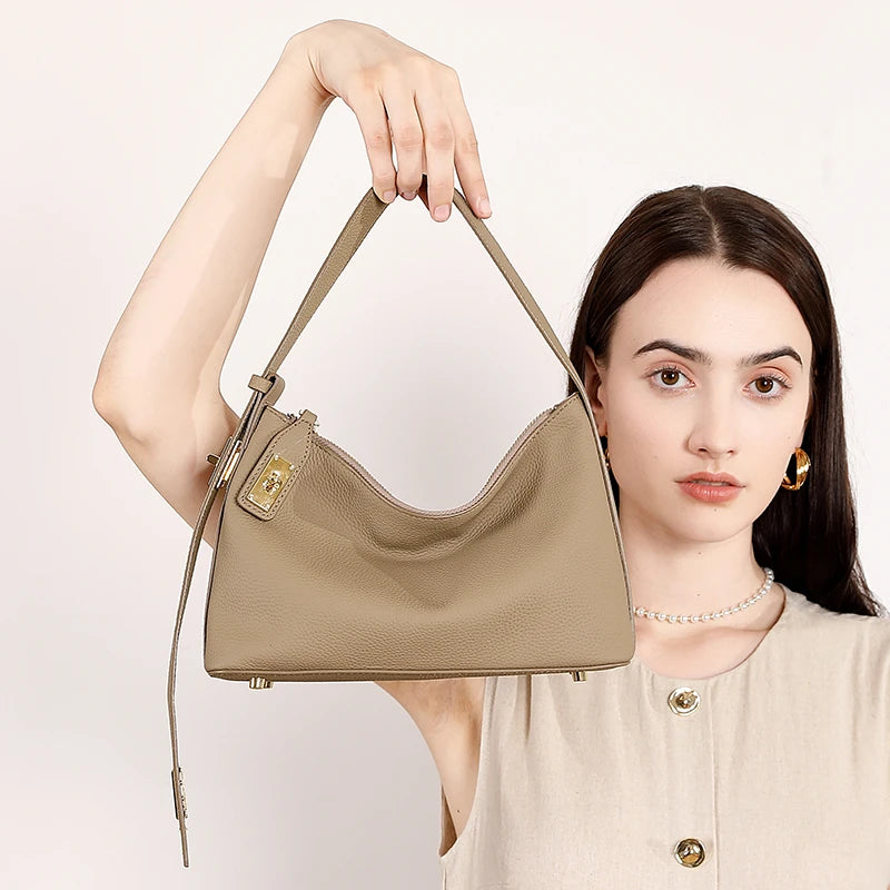Hifashion Cowhide Genuine Leather Underarm Shoulder Bags For Women New 2025 Trend Designer Crossbody Purses Work Ladies Handbags