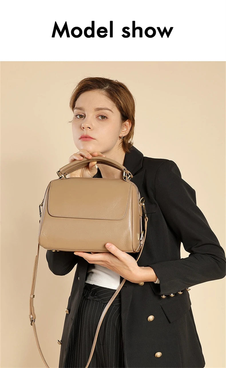 Hifashion Cowhide Genuine Leather Pillow Tote Handbags For Women 2025 Luxury Designer Satchel Work Ladies Shoulder Crossbody Bag