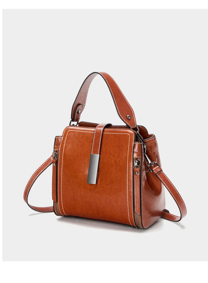 Hifashion Vintage Cow Genuine Leather Small Shoulder Bags For Women 2025 Luxury Designer Crossbody Purses Bucket Ladies Handbags