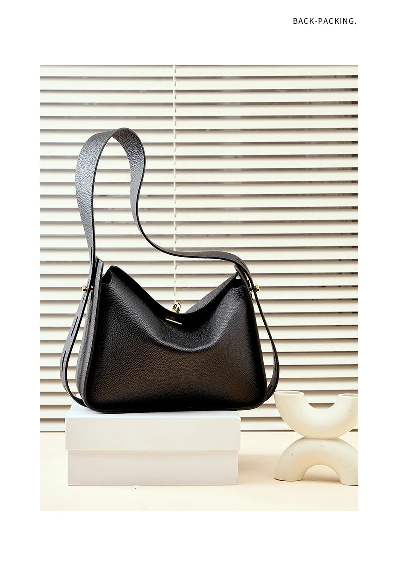 Hifashion Cowhide Genuine Leather Underarm Shoulder Bags For Women 2025 Luxury Designer Crossbody Purses Hobo Ladies Handbags