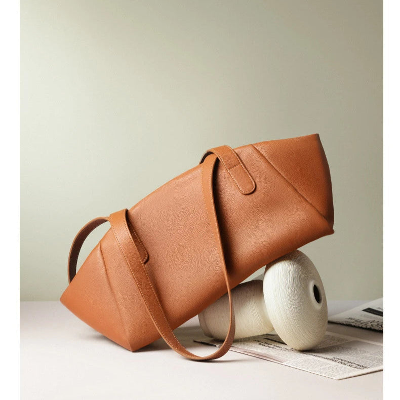 Hifashion 100% Real Genuine Leather Large Tote Shoulder Bags For Women 2025 Luxury Designer Trapeze Shopper Work Ladies Handbags