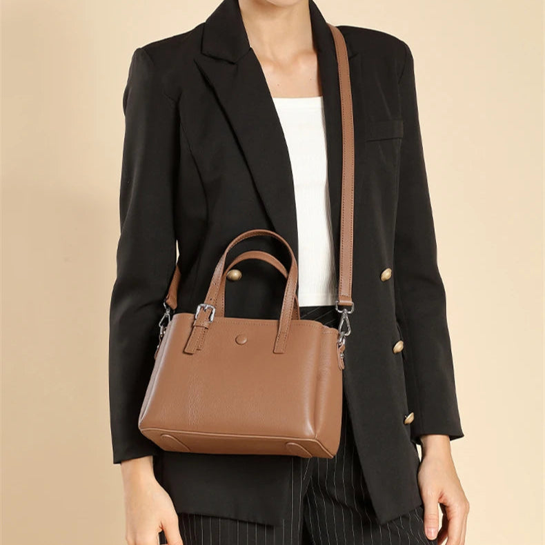 Hifashion 3 Layers Genuine Leather Shoulder Bags For Women 2025 Luxury Designer Crossbody Satchel Commuting Tote Ladies Handbags