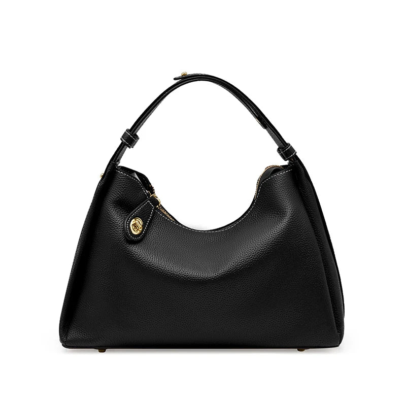 Hifashion 100% Genuine Leather Crescent Shoulder Crossbody Bags For Women 2025 Luxury Designer Top Handle Purses Ladies Handbags