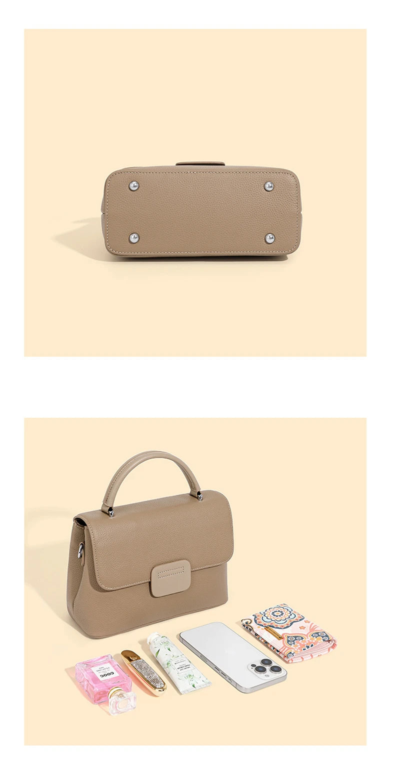 Hifashion Classic Cowhide Genuine Leather Tote Handbags For Women 2025 Trend Designer Wide Strap Ladies Shoulder Crossbody Bags