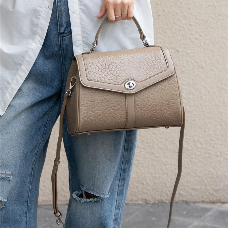 Hifashion Cowhide Genuine Leather Tote Handbags For Women New 2025 Luxury Designer Work Satchel Top Handle Female Shoulder Bags
