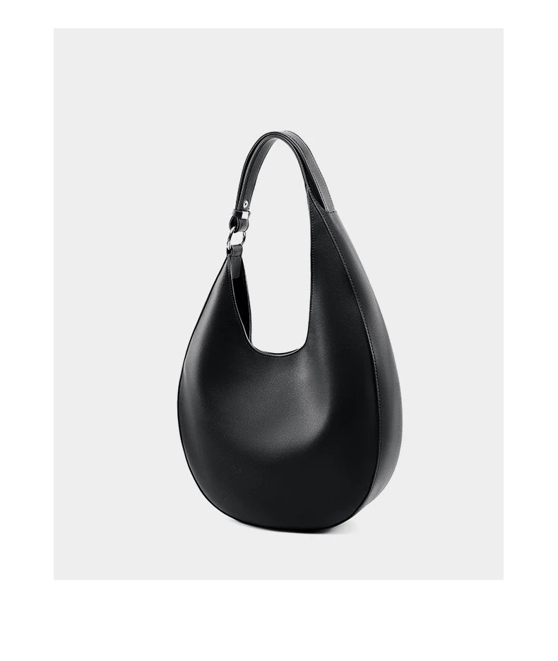Hifashion Trendy Genuine Leather Crescent Underarm Shoulder Bags For Women 2025 Luxury Designer Hobos Half Moon Tote Handbags
