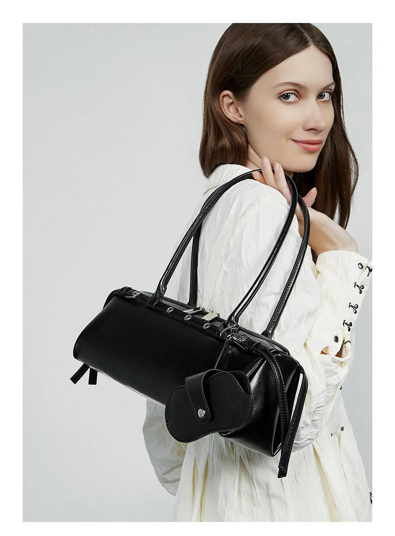 Hifashion Motorcycle Style Genuine Leather Underarm Shoulder Bags For Women 2025 Trend Designer Sling Purse Tote Ladies Handbags