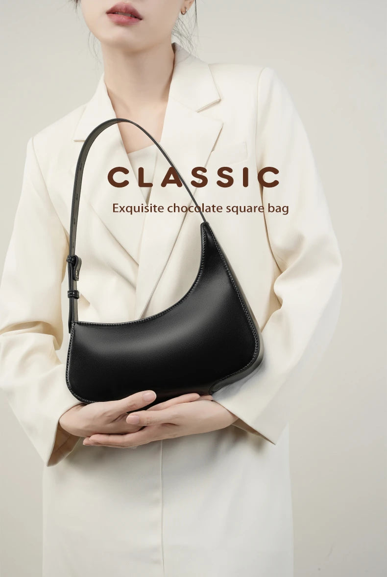 Hifashion Minimalist Genuine Leather Crescent Underarm Shoulder Bags For Women 2025 Luxury Designer Half Moon Ladies Handbags