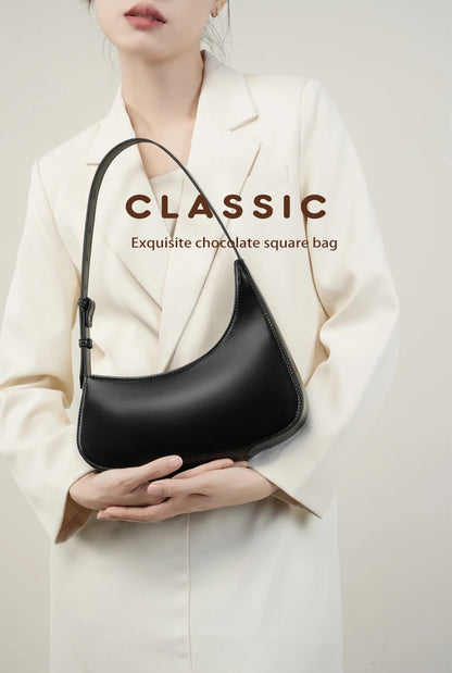 Hifashion Minimalist Genuine Leather Crescent Underarm Shoulder Bags For Women 2025 Luxury Designer Half Moon Ladies Handbags