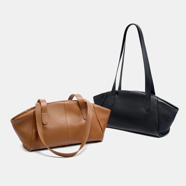 Hifashion 100% Real Genuine Leather Large Tote Shoulder Bags For Women 2025 Luxury Designer Trapeze Shopper Work Ladies Handbags