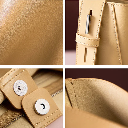 Hifashion Trendy Cow Genuine Leather Bucket Shoulder Bags For Women 2025 Luxury Designer Shopping Work Crossbody Ladies Handbags