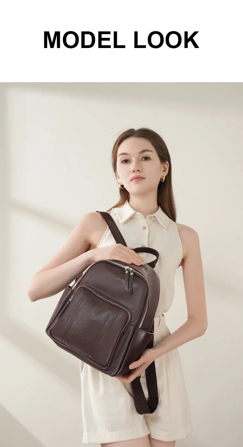 Hifashion Cowhide Genuine Leather Backpack For Women 2025 Trend Designer Work Daypack Travel Bookbags Teenage Girls School Bags