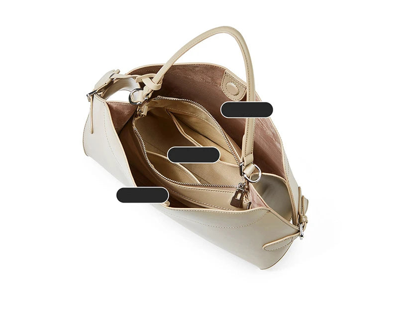 Hifashion Cowhide Genuine Leather Tote Handbags For Women 2025 Luxury Designer Crescent Office Ladies Shoulder Crossbody Bags