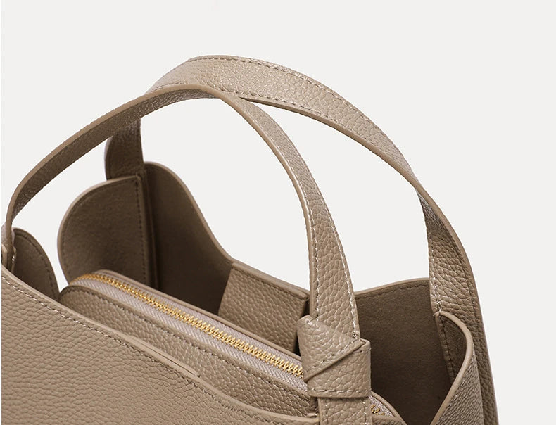 Hifashion Vintage Cow Genuine Leather Bucket Tote Shoulder Bags For Women 2025 Luxury Designer Shopper Crossbody Ladies Handbags