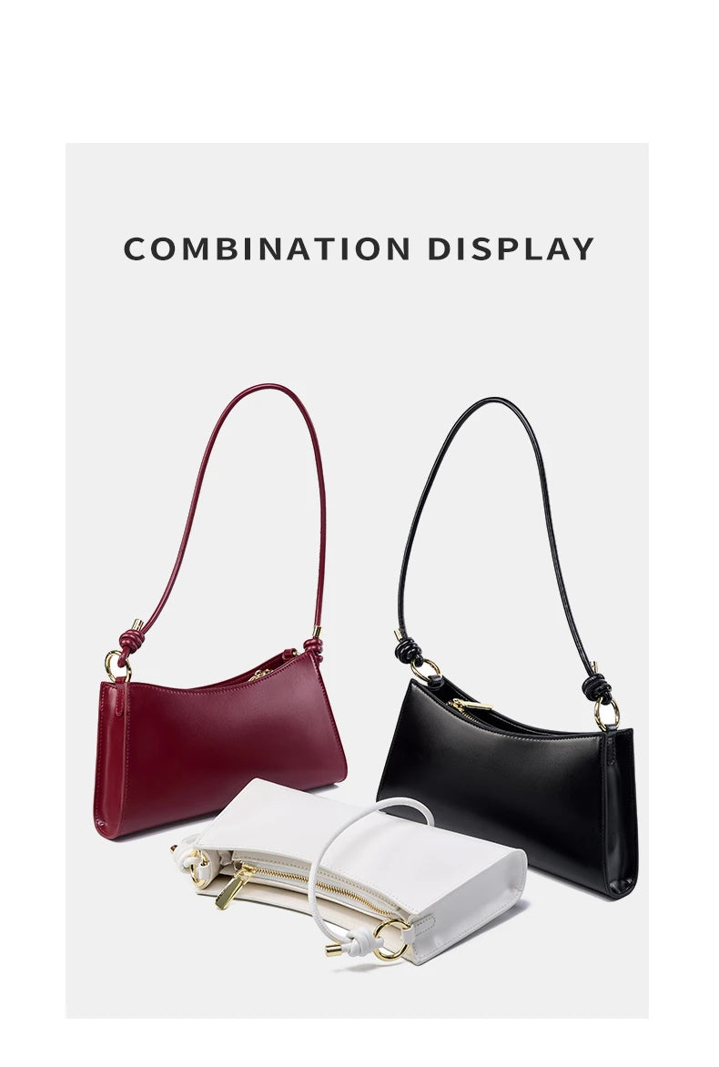 Hifashion Cowhide Genuine Leather Underarm Shoulder Bags For Women 2025 Luxury Designer Evening Party Purse Work Ladies Handbags