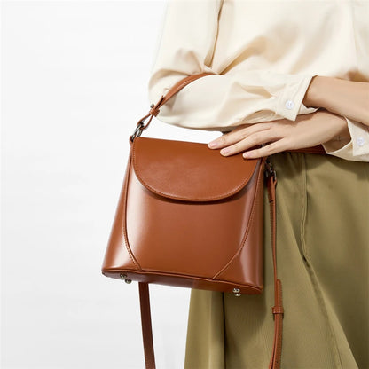 Hifashion Luxury Genuine Leather Bucket Small Shoulder Crossbody Bags For Women 2025 Trend Designer Short Handle Tote Handbags