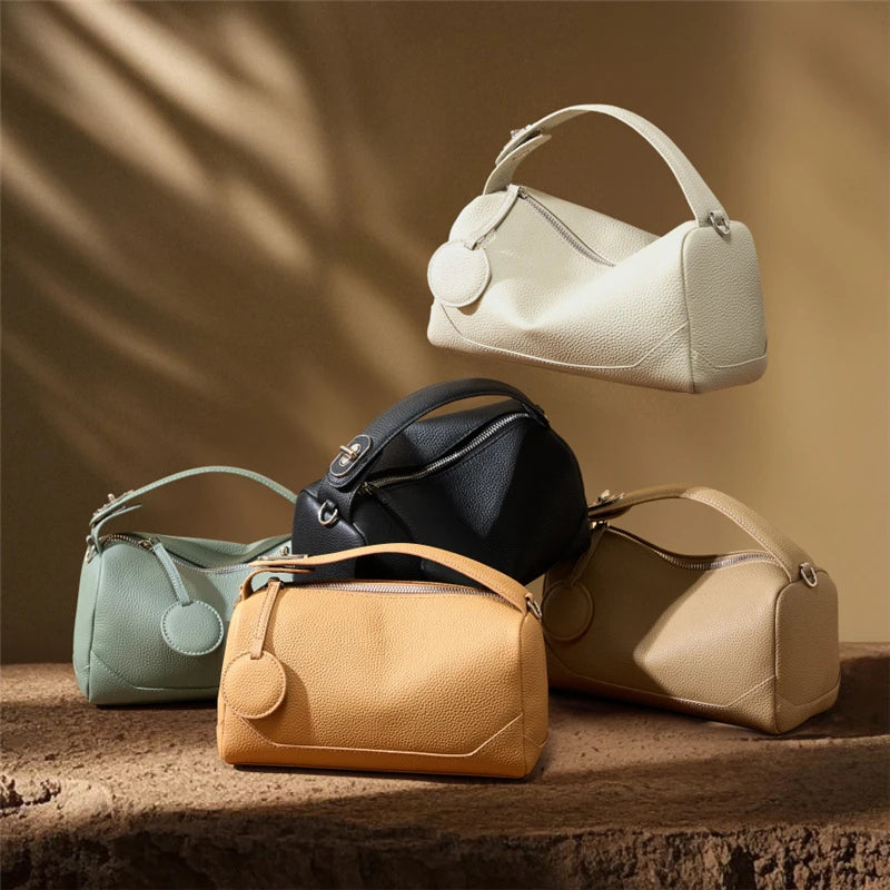 Hifashion Cowhide Genuine Leather Pillow Small Shoulder Bags For Women 2025 Trend Designer Crossbody Purses Tote Ladies Handbags