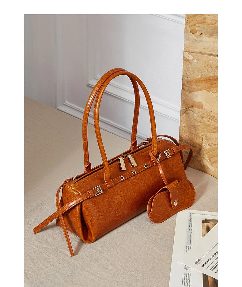 Hifashion Motorcycle Style Genuine Leather Underarm Shoulder Bags For Women 2025 Trend Designer Sling Purse Tote Ladies Handbags