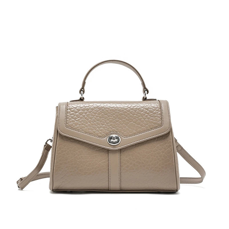 Hifashion Cowhide Genuine Leather Tote Handbags For Women New 2025 Luxury Designer Work Satchel Top Handle Female Shoulder Bags