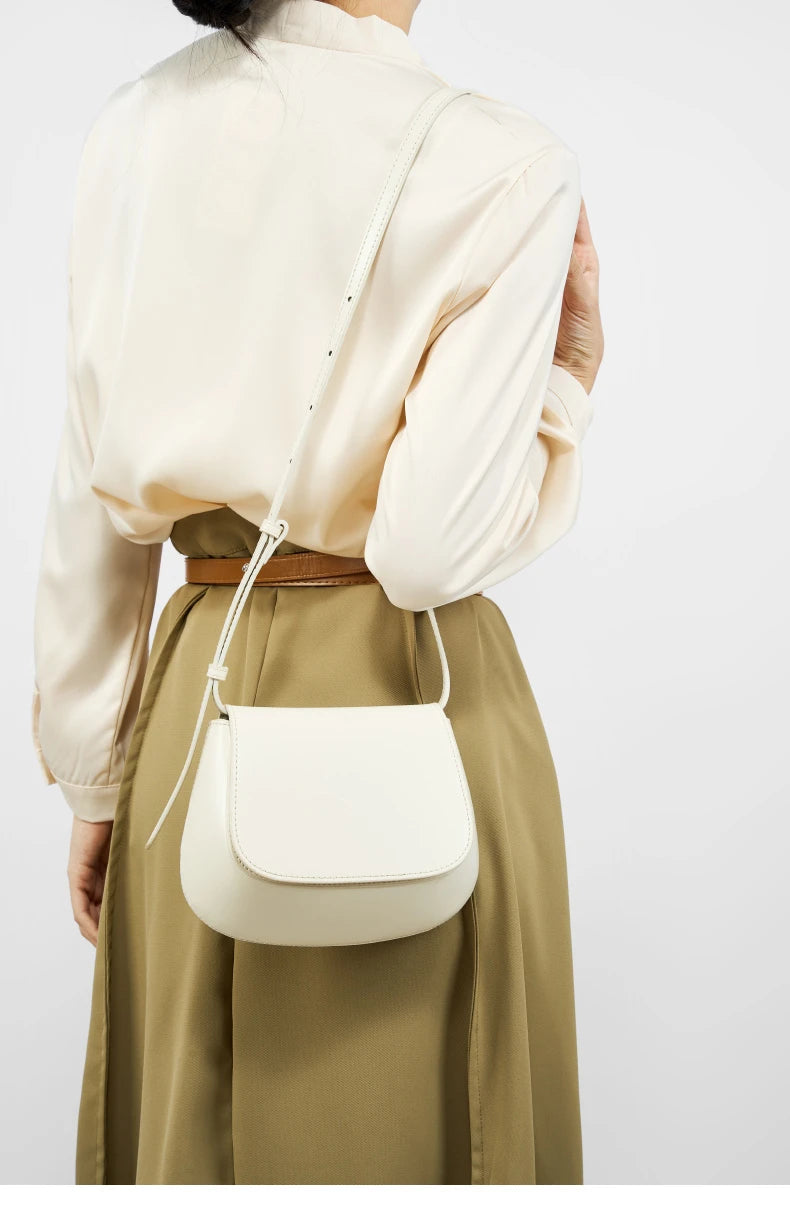 Hifashion Classic Genuine Leather Saddle Small Shoulder Bags For Women 2025 Luxury Designer Crossbody Purses Cow Ladies Handbags