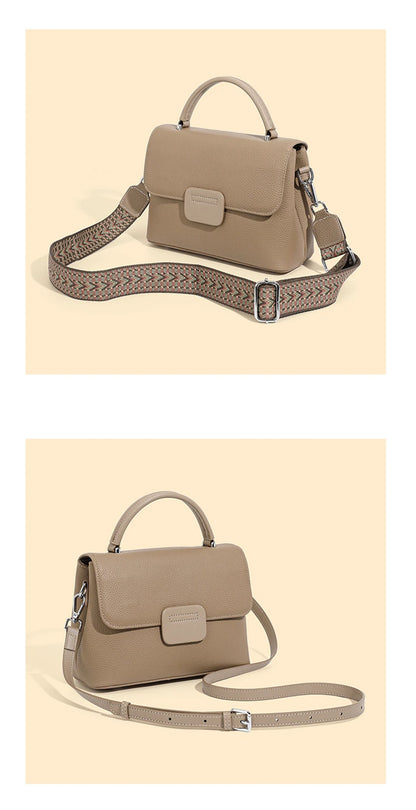 Hifashion Classic Cowhide Genuine Leather Tote Handbags For Women 2025 Trend Designer Wide Strap Ladies Shoulder Crossbody Bags