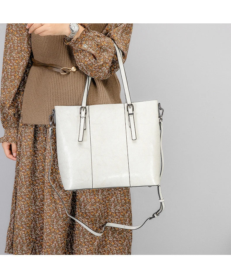 Hifashion Vintage Cow Genuine Leather Large Tote Bags For Women 2025 Luxury Designer Shopping Shoulder Bags Work Ladies Handbags