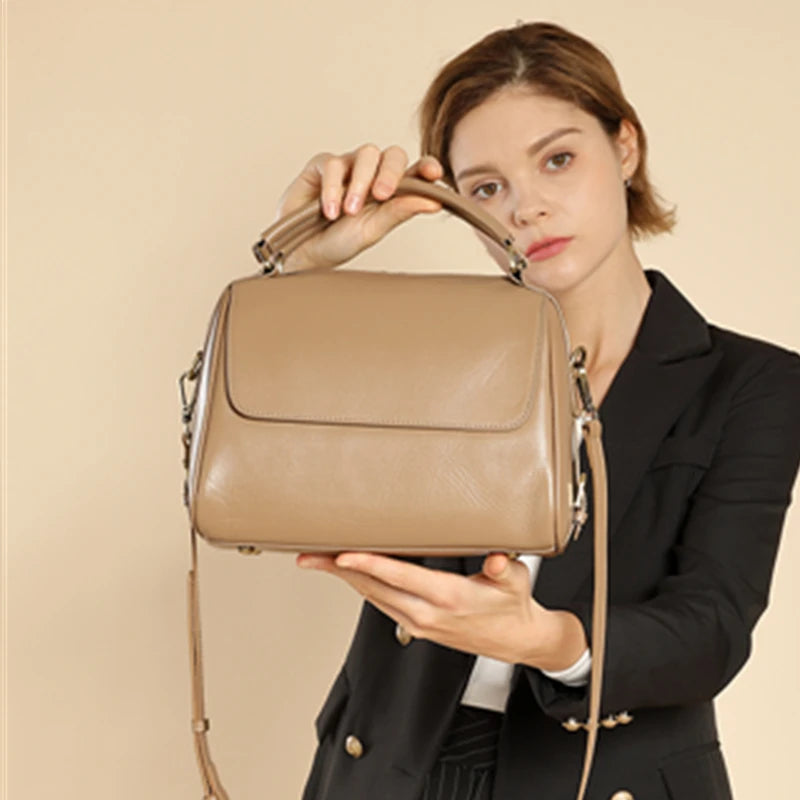 Hifashion Cowhide Genuine Leather Pillow Tote Handbags For Women 2025 Luxury Designer Satchel Work Ladies Shoulder Crossbody Bag