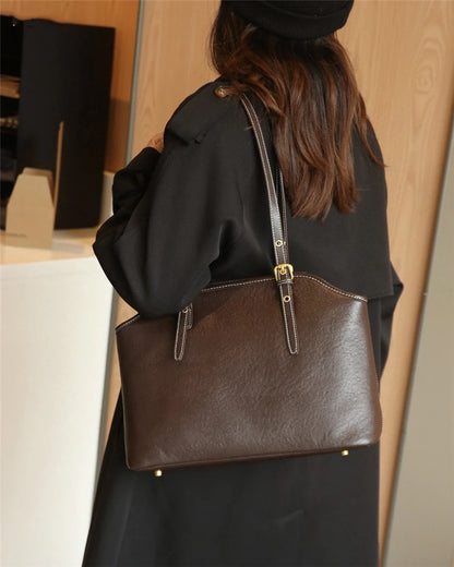 Hifashion 100% Genuine Leather Large Underarm Shoulder Bags For Women 2025 Trend Designer Tote Shopper Office Ladies Handbags