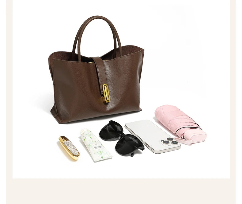 Hifashion Stylish Genuine Leather Handbags For Women 2025 Trend Designer Commuting Shoulder Bags Crossbody Tote Ladies Handbags