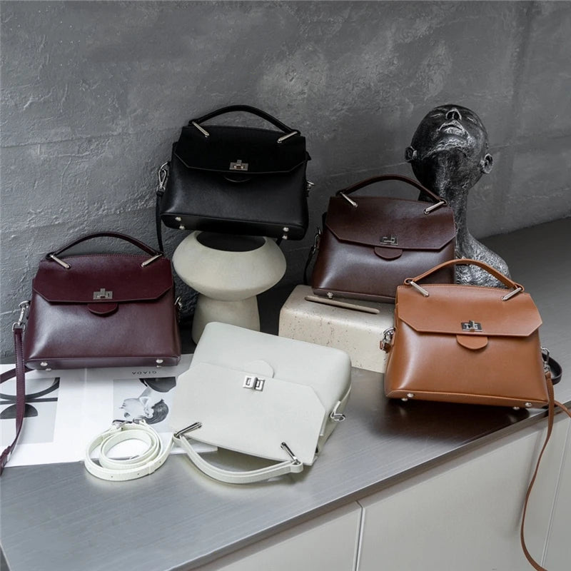 Hifashion Cowhide Genuine Leather Tote Handbags For Women 2025 Trend Designer Satchel Purses Work Ladies Shoulder Crossbody Bags