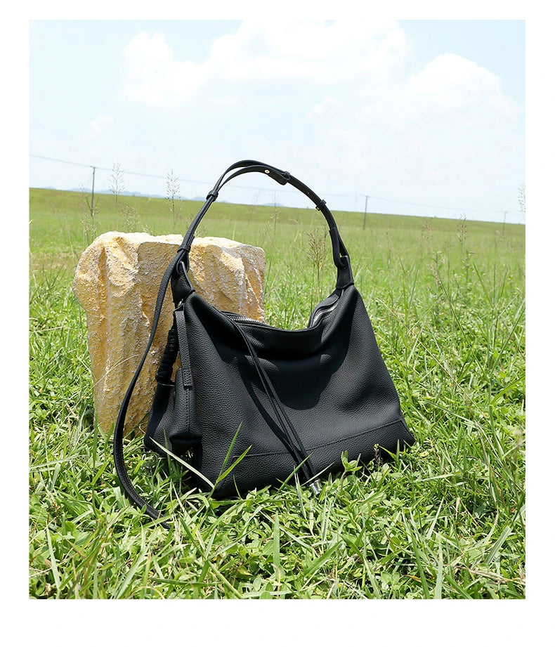 Hifashion Cowhide Genuine Leather Crescent Hobo Bags 2025 Trend Designer Commuting Shoulder Crossbody Bags Soft Ladies Handbags