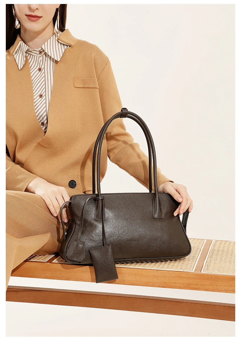 Hifashion 3 Layers Genuine Leather Large Underarm Shoulder Bags For Women 2025 Luxury Designer Satchel Tote Work Ladies Handbags