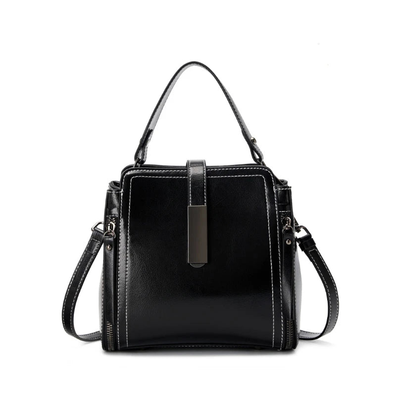 Hifashion Vintage Cow Genuine Leather Small Shoulder Bags For Women 2025 Luxury Designer Crossbody Purses Bucket Ladies Handbags